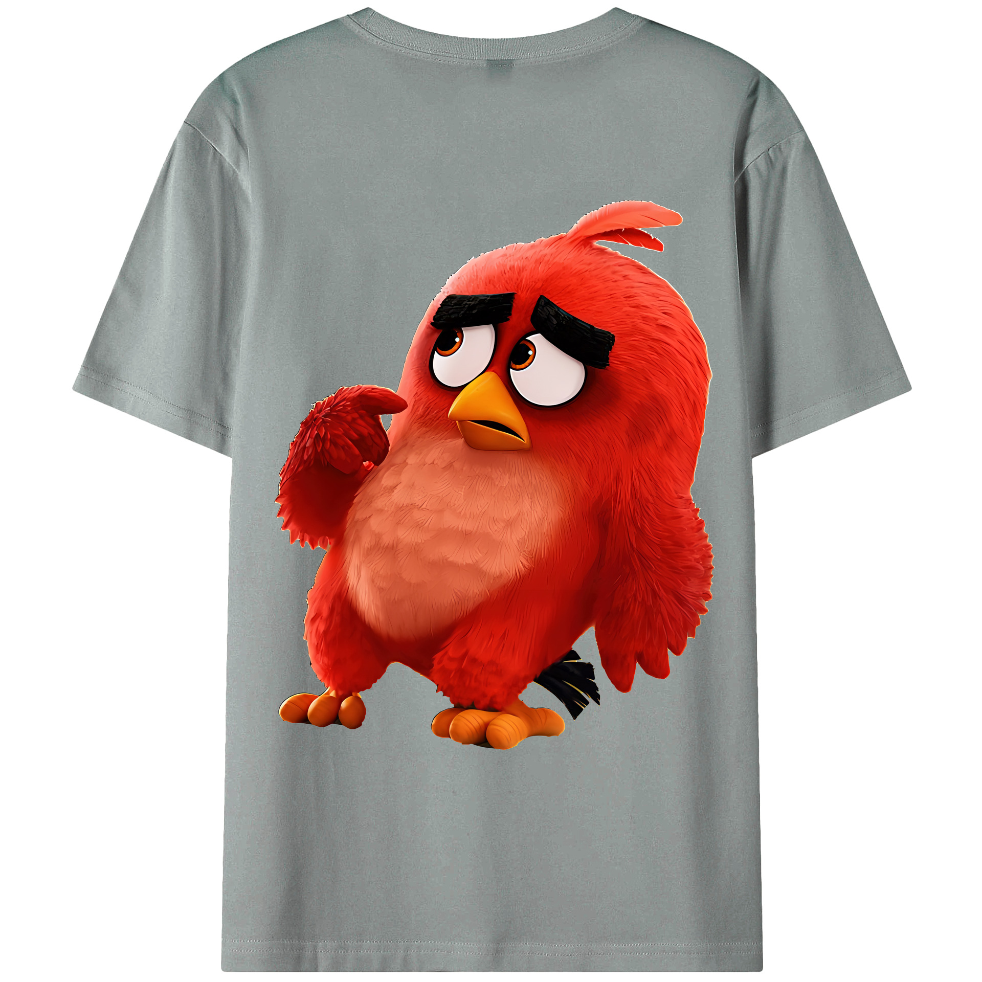 （画像用） Angry Birds アングリーバード 綿100％ メンズ半袖Tシャツ（バックプリント） 通気性